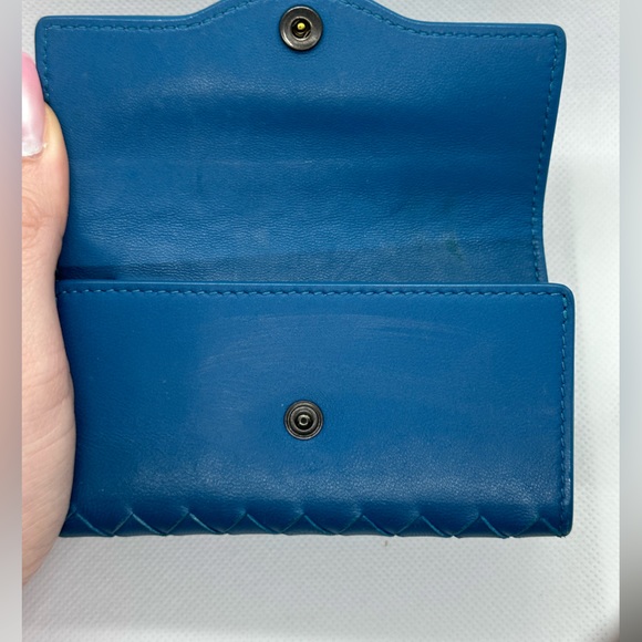 BOTTEGA VENETA EUC ROYAL BLUE INTRECCIATO LAMBSKIN 6 RING KEY HOLDER - Picture 9 of 14